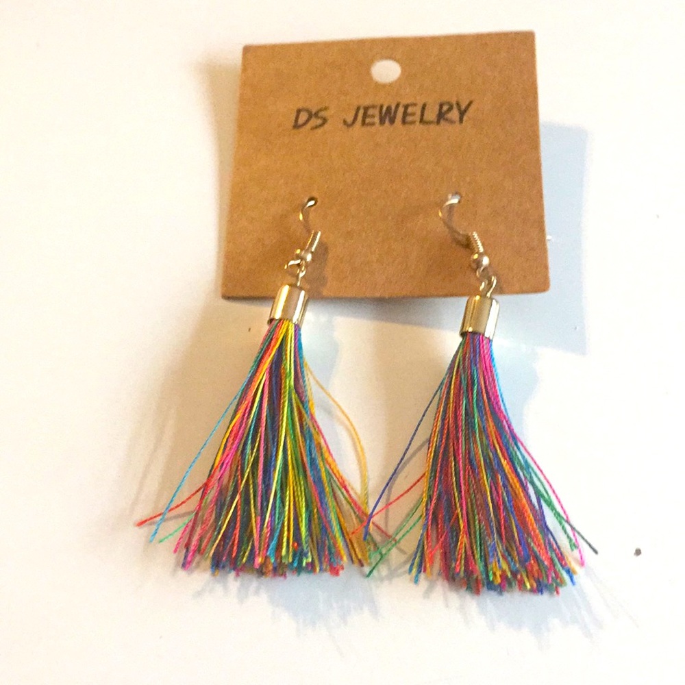 Rainbow tassel earrings